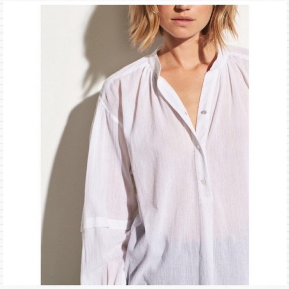Vince Tops - Vince White Crinkle Cotton Blouse